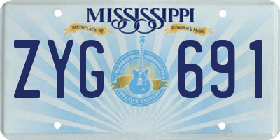 MS license plate ZYG691