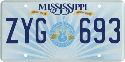 MS license plate ZYG693