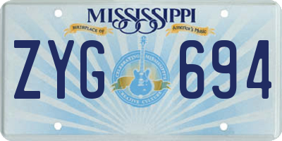 MS license plate ZYG694