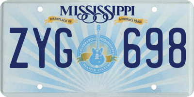 MS license plate ZYG698
