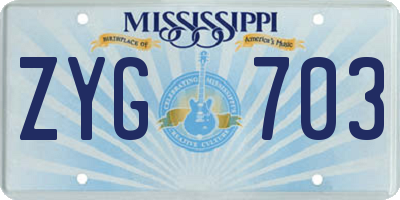 MS license plate ZYG703