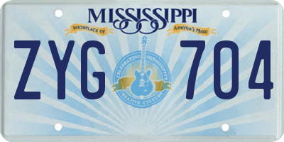 MS license plate ZYG704