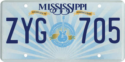 MS license plate ZYG705