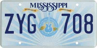 MS license plate ZYG708