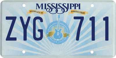 MS license plate ZYG711