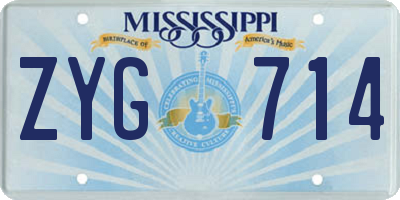 MS license plate ZYG714