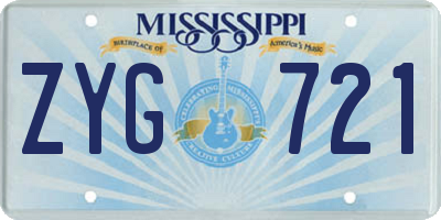 MS license plate ZYG721