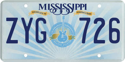 MS license plate ZYG726