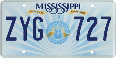 MS license plate ZYG727