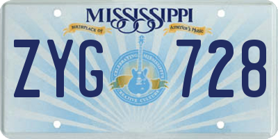 MS license plate ZYG728