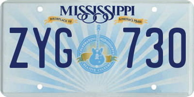 MS license plate ZYG730