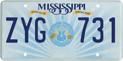 MS license plate ZYG731