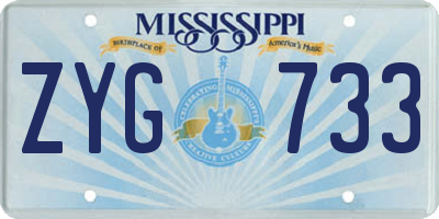 MS license plate ZYG733