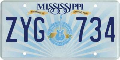 MS license plate ZYG734