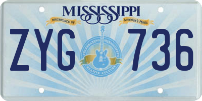 MS license plate ZYG736