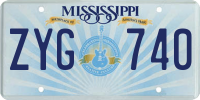 MS license plate ZYG740