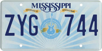 MS license plate ZYG744