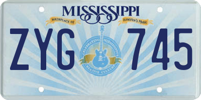 MS license plate ZYG745