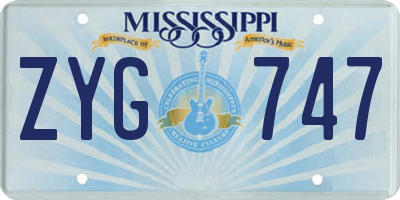 MS license plate ZYG747
