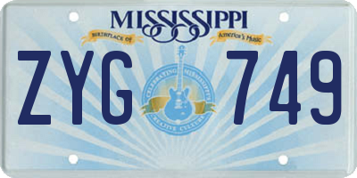 MS license plate ZYG749