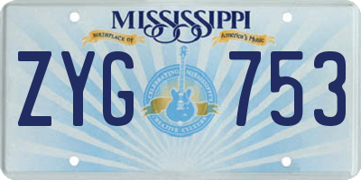 MS license plate ZYG753