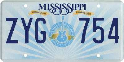 MS license plate ZYG754