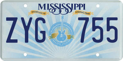 MS license plate ZYG755