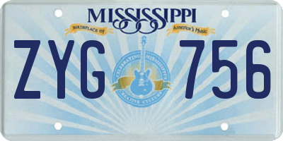 MS license plate ZYG756
