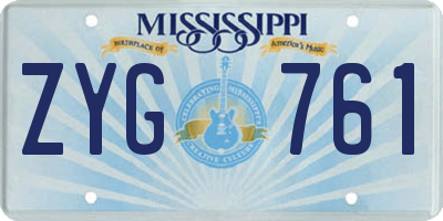 MS license plate ZYG761
