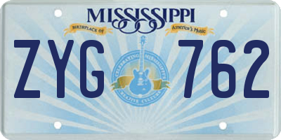 MS license plate ZYG762
