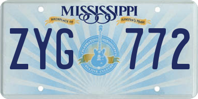 MS license plate ZYG772