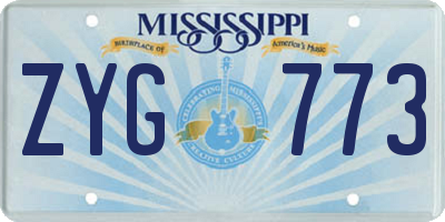 MS license plate ZYG773