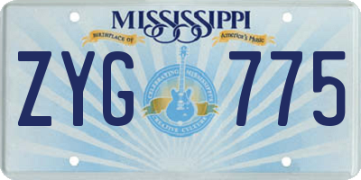 MS license plate ZYG775