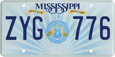 MS license plate ZYG776