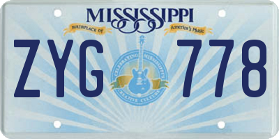 MS license plate ZYG778