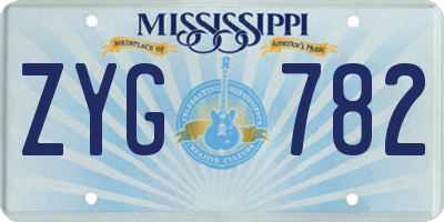 MS license plate ZYG782