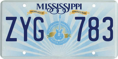 MS license plate ZYG783