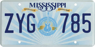 MS license plate ZYG785