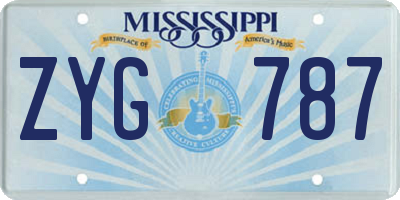 MS license plate ZYG787