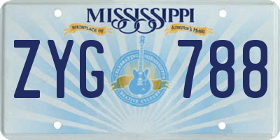 MS license plate ZYG788