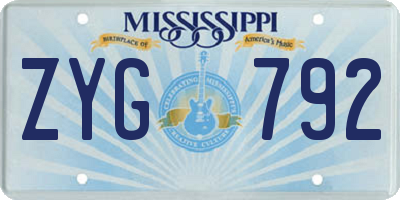 MS license plate ZYG792