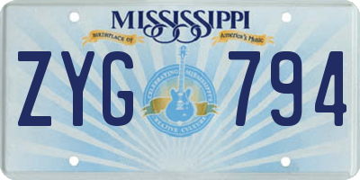 MS license plate ZYG794