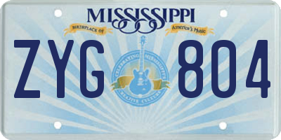 MS license plate ZYG804