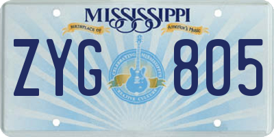 MS license plate ZYG805