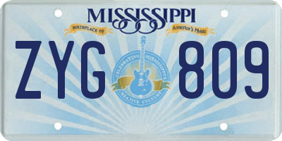 MS license plate ZYG809