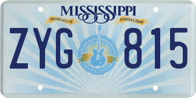 MS license plate ZYG815