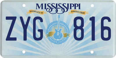 MS license plate ZYG816