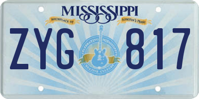 MS license plate ZYG817