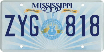 MS license plate ZYG818