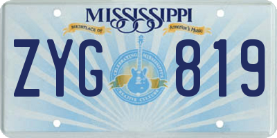 MS license plate ZYG819